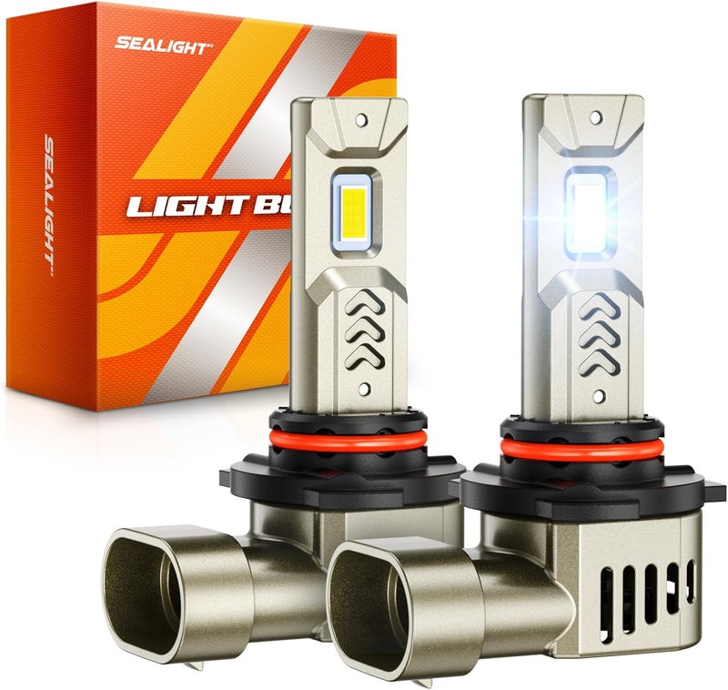 SEALIGHT مصابيح 9005 HB3، 45,000LM سطوع فائق، 6500K أبيض بارد L2S 9005 أضواء قيادة مع مروحة تبريد 25000RPM، ضوء ضباب سهل التركيب، عبوة من 2 - Image 1